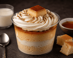 Torta 3 leches flan con crema o mousse
