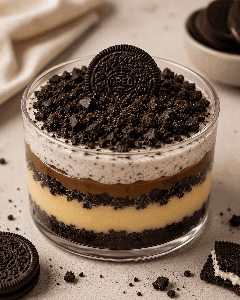 Postre oreo con flan